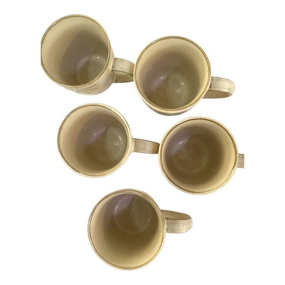 Pfaltzgraff Daisy Chain Flower Coffee Mugs Tea Cups Beige 3 3/4 Set Of 5 - Picture 2 of 6